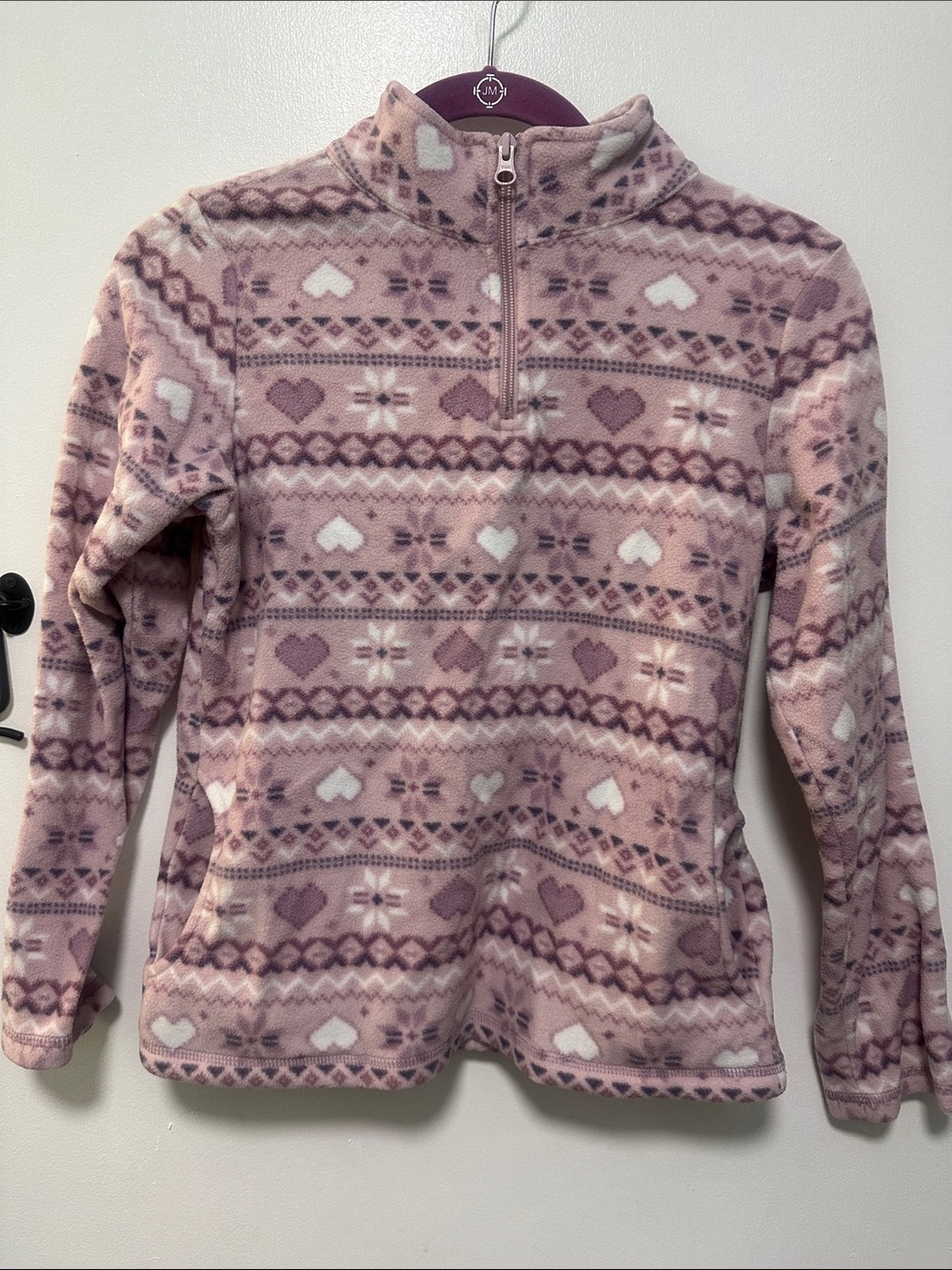Girls Place purple Fair Isle Half-Zip Fleece Pullover size L